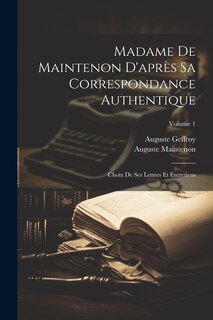 Couverture_Madame De Maintenon D'après Sa Correspondance Authentique