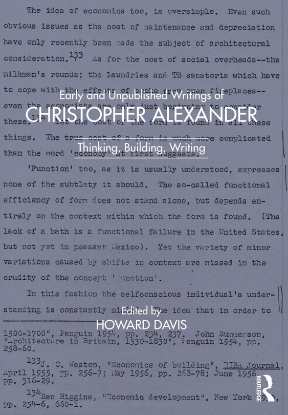 Couverture_Early And Unpublished Writings Of Christopher Alexander