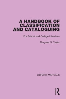 Couverture_A Handbook of Classification and Cataloguing