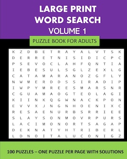 Front cover_Large Print Word Search Puzzle Book For Adults Volume 1