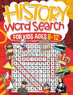 Front cover_History Word Search for Kids Ages 8-12