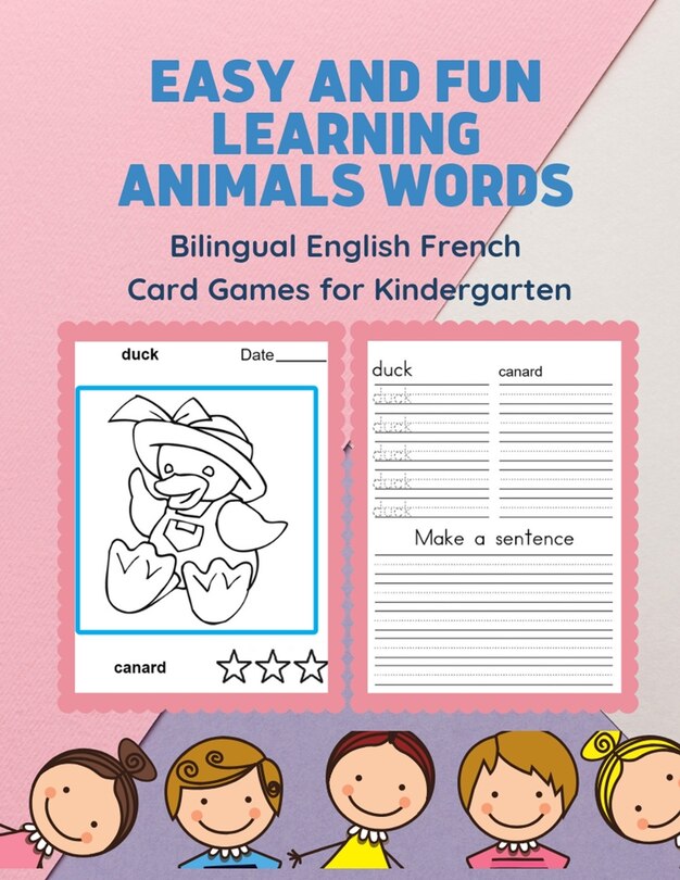 Couverture_Easy and Fun Learning Animals Words Bilingual English French Card Games for Kindergarten