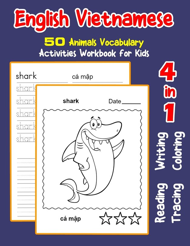 Couverture_English Vietnamese 50 Animals Vocabulary Activities Workbook for Kids