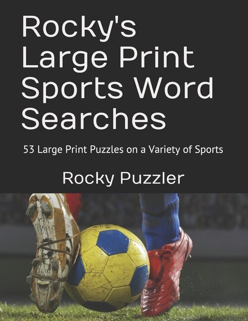 Front cover_Rocky's Large Print Sports Word Searches