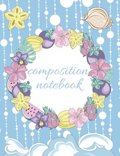 Composition Notebook: Tropical Beach Design, Collage Ruled Pages