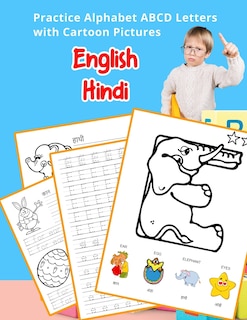 Front cover_English Hindi Practice Alphabet ABCD letters with Cartoon Pictures