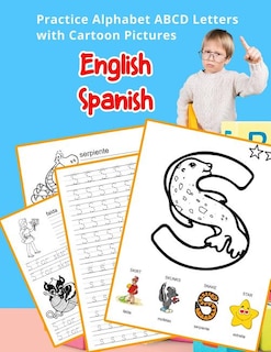 Front cover_English Spanish Practice Alphabet ABCD letters with Cartoon Pictures