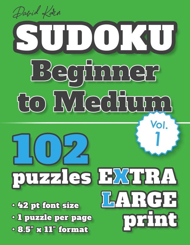 Front cover_David Karn Sudoku - Beginner to Medium Vol 1
