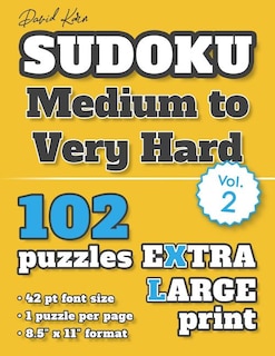 David Karn Sudoku - Medium To Very Hard Vol 2: 102 Puzzles, Extra Large Print, 42 Pt Font Size, 1 Puzzle Per Page