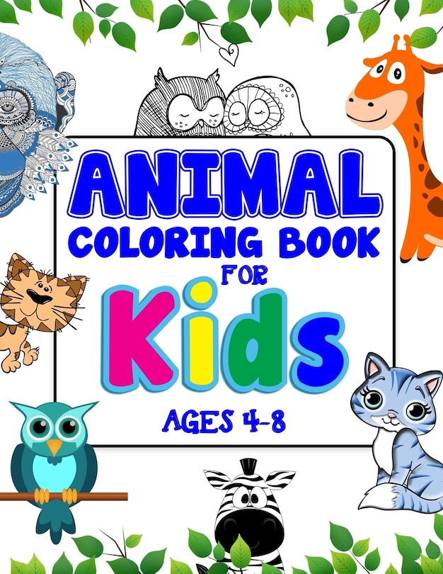 Front cover_Animal Coloring Book For Kids Ages 4-8