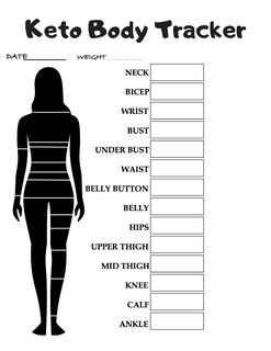 Keto Body Tracker: Weekly body measurement pages to help track your progress.