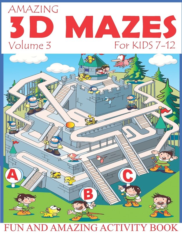 Couverture_Amazing 3D Mazes Activity Book For Kids 7-12 (Volume 3)