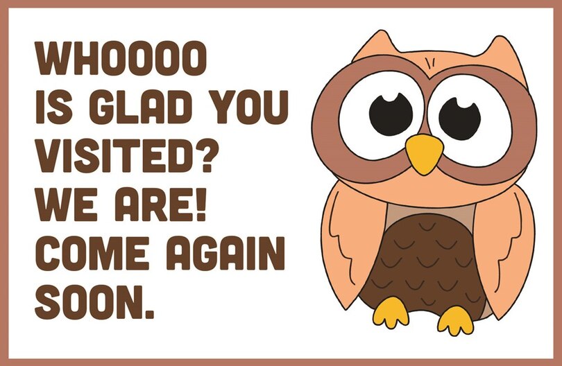 Visitor Postcard: Come Again (Package of 25): Whoooo is Gload You Visited?