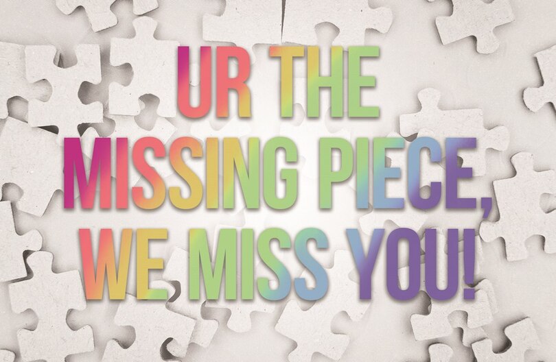 Front cover_Miss You Postcard: UR the Missing Piece (Package of 25)