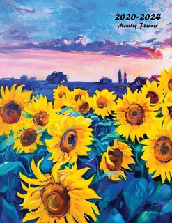 2020-2024 Monthly Planner: Large Five Year Planner With Flower Coloring Pages (sunflowers)