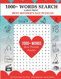 Front cover_1000+ Words Search Large Print - Best Mother's Day Puzzles