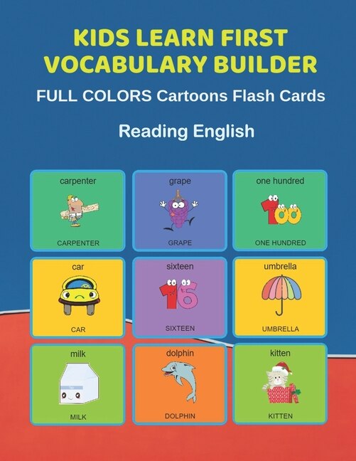 Front cover_Kids Learn First Vocabulary Builder FULL COLORS Cartoons Flash Cards Reading English