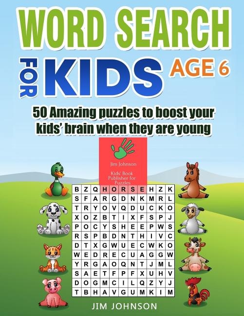 Front cover_Word Search for Kids Age 6 - 50 Amazing Puzzles to Boost Your Kids' Brain When They Are Young