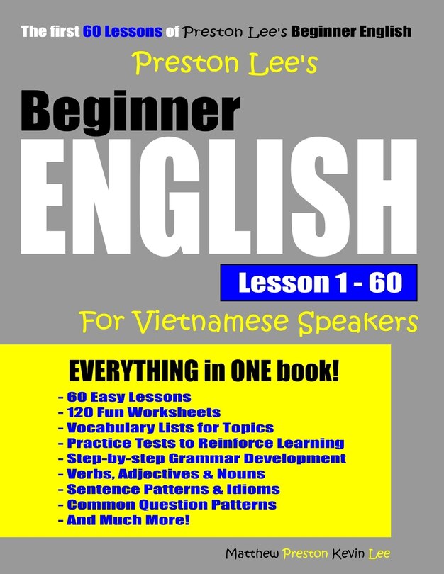 Front cover_Preston Lee's Beginner English Lesson 1 - 60 For Vietnamese Speakers