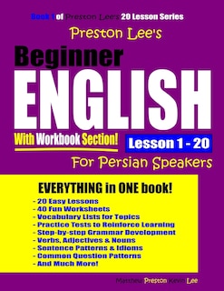 Front cover_Preston Lee's Beginner English With Workbook Section Lesson 1 - 20 For Persian Speakers