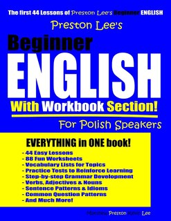 Front cover_Preston Lee's Beginner English With Workbook Section For Polish Speakers