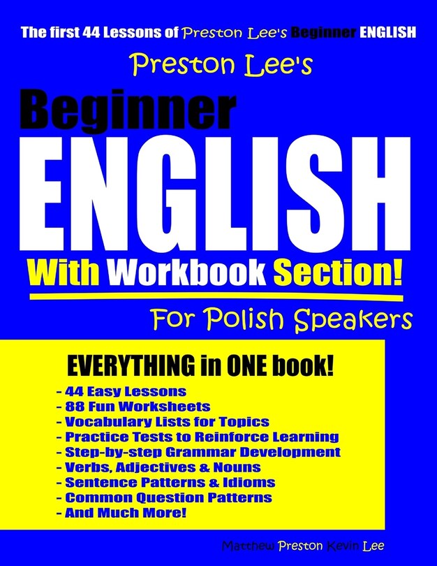 Front cover_Preston Lee's Beginner English With Workbook Section For Polish Speakers