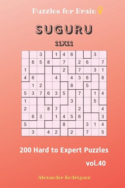 Front cover_Puzzles for Brain - Suguru 200 Hard to Expert Puzzles 11x11 vol.40