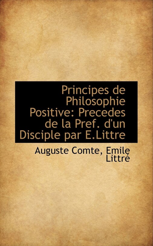 Front cover_Principes de Philosophie Positive
