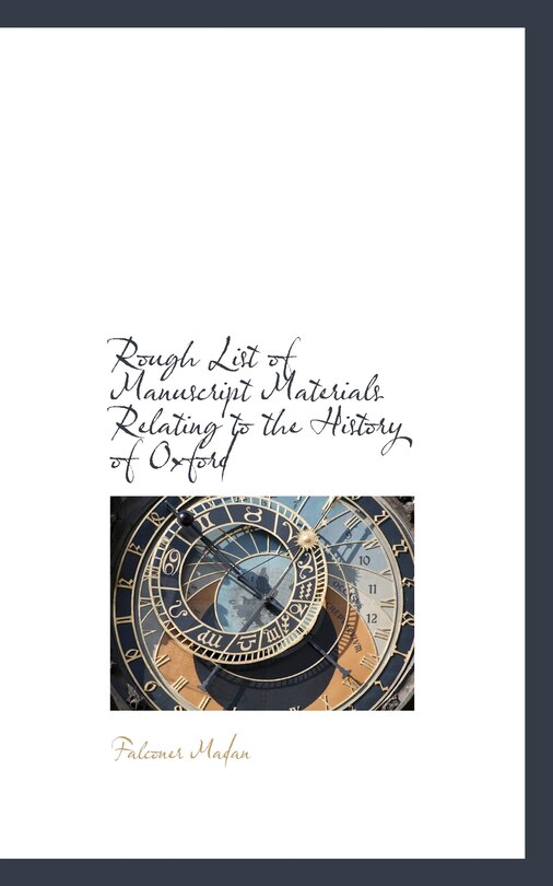 Front cover_Rough List of Manuscript Materials Relating to the History of Oxford