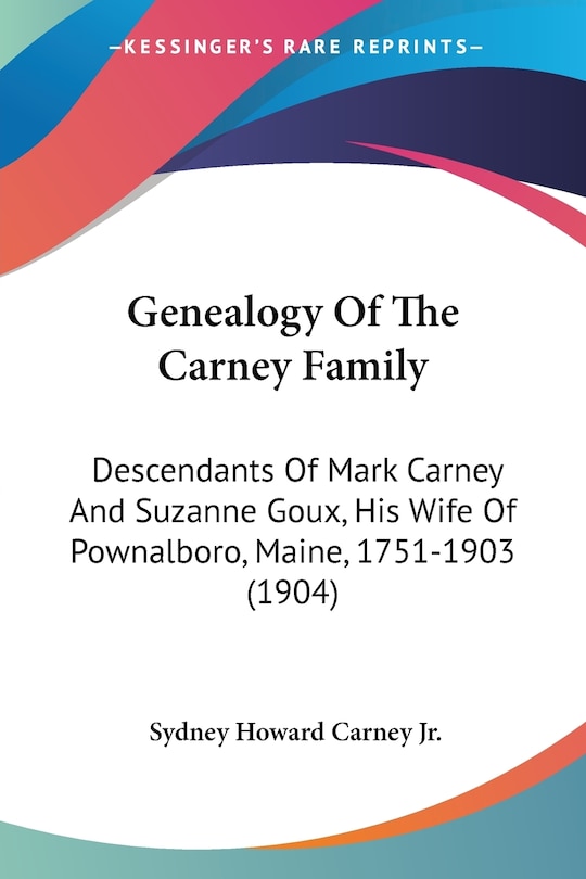 Front cover_Genealogy Of The Carney Family
