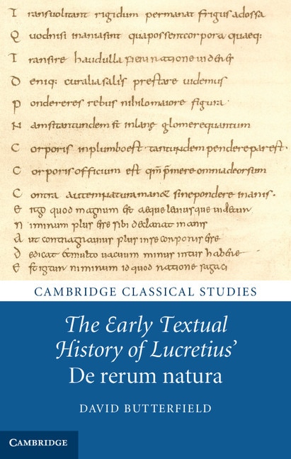 Front cover_The Early Textual History Of Lucretius' De Rerum Natura