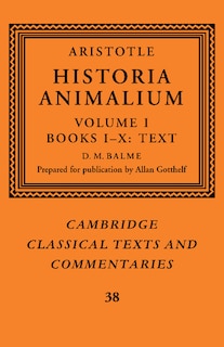 Front cover_Aristotle: 'historia Animalium': Volume 1, Books I-x: Text