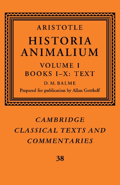 Front cover_Aristotle: 'historia Animalium': Volume 1, Books I-x: Text