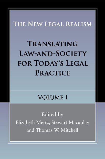 Couverture_The New Legal Realism: Volume 1