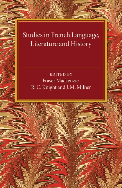 Couverture_Studies In French Language Literature And History