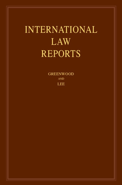 Front cover_International Law Reports: Volume 184