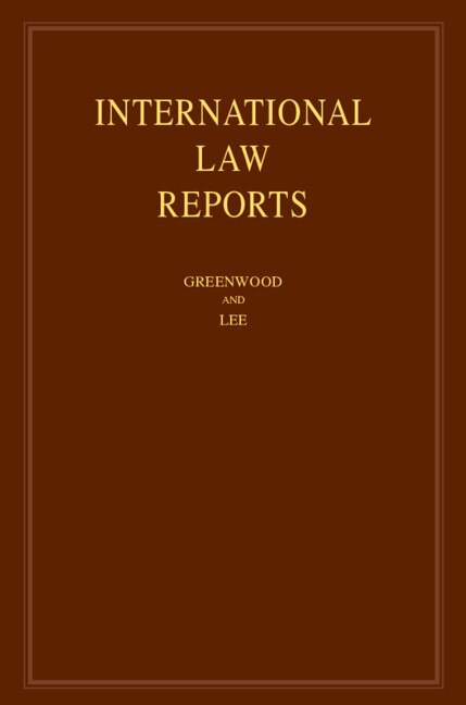 Front cover_International Law Reports: Volume 185