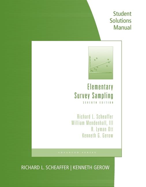 Student Solutions Manual For Scheaffer/mendenhall/ott/gerow's Elementary Survey Sampling