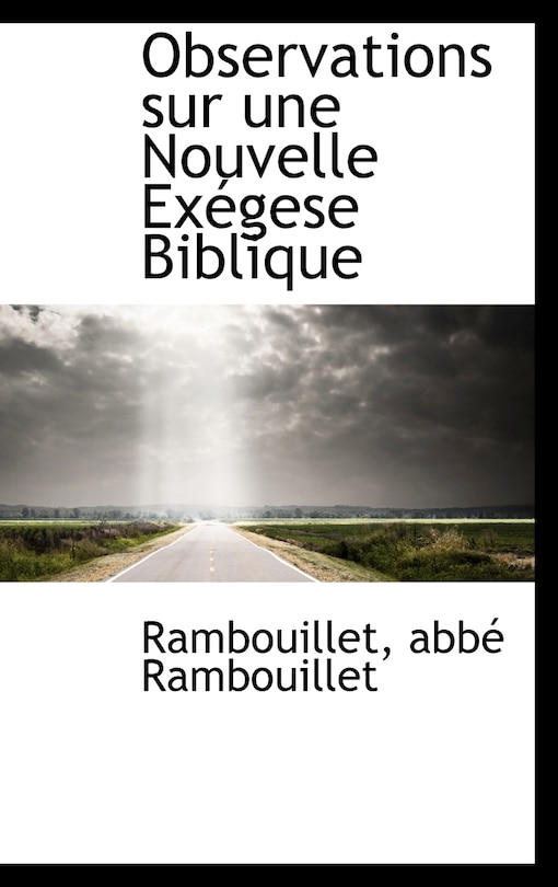 Couverture_Observations sur une Nouvelle Exégese Biblique
