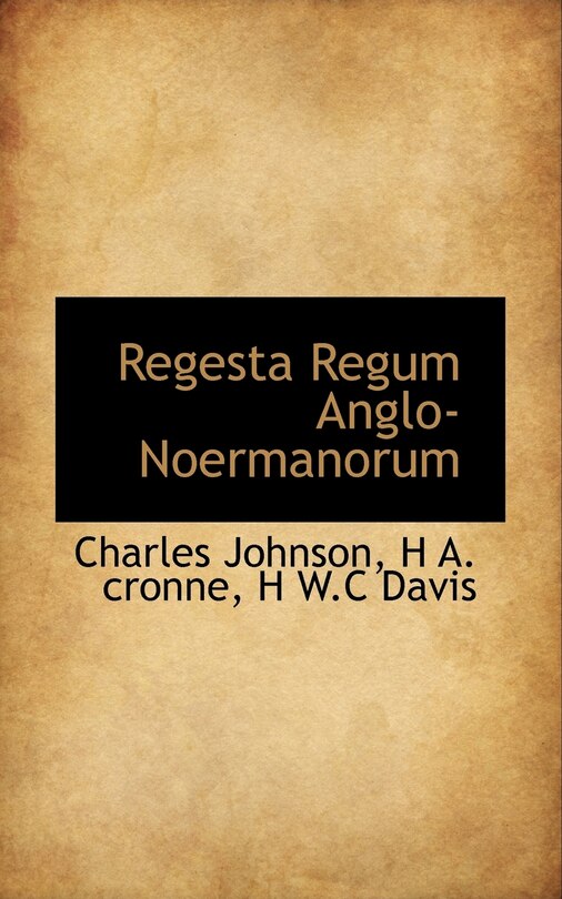 Front cover_Regesta Regum Anglo-Noermanorum