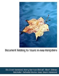 Front cover_Document Relating to Towns in new Hampshire