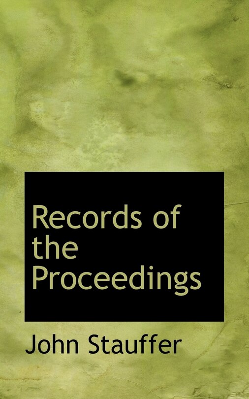 Front cover_Records Of The Proceedings