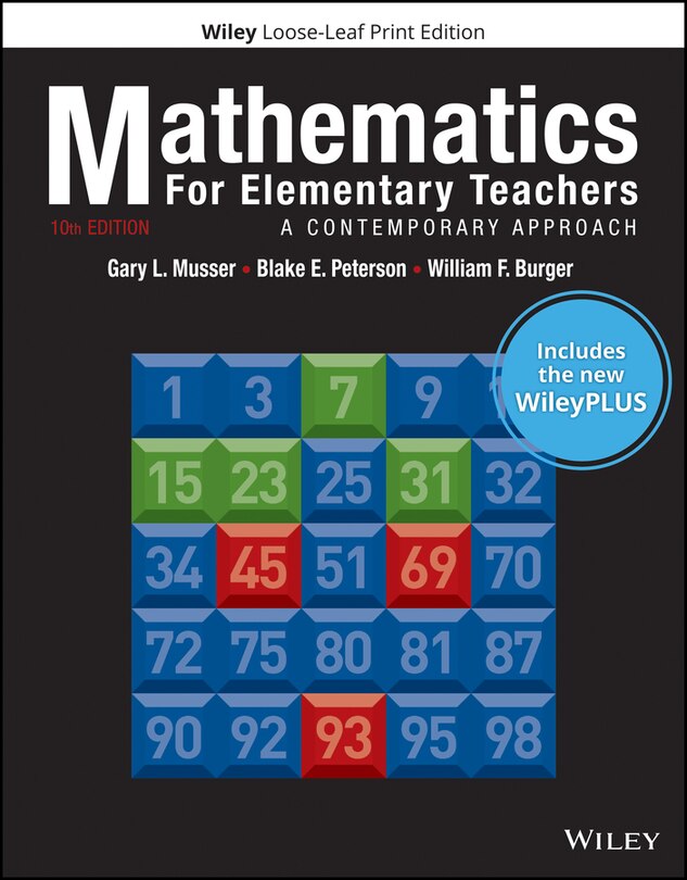 Couverture_Mathematics for Elementary Teachers: A Contemporary Approach, 10e WileyPLUS Card with Loose-leaf Set Multi-Term