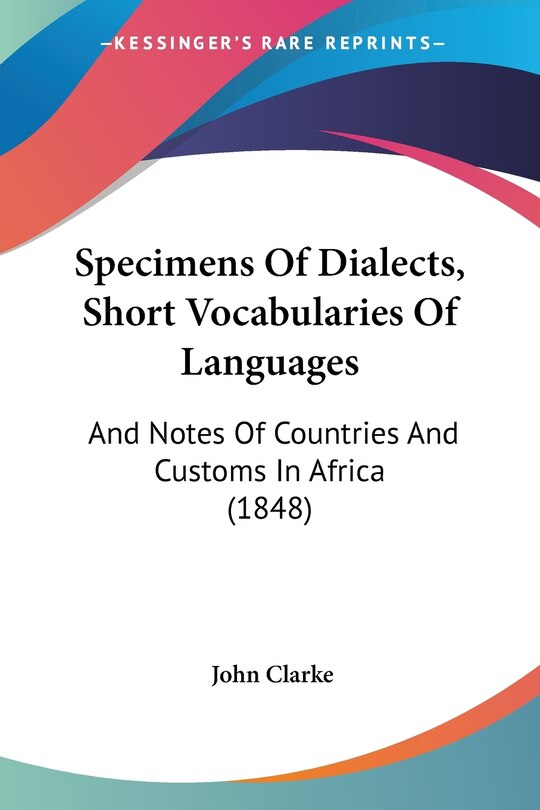 Couverture_Specimens Of Dialects, Short Vocabularies Of Languages