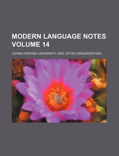 Couverture_Modern Language Notes Volume 14