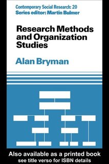 Front cover_Research Methods And Organization Studies