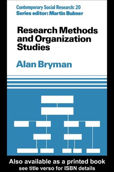 Front cover_Research Methods And Organization Studies
