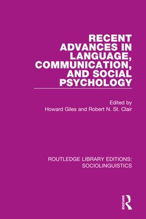 Front cover_Recent Advances In Language, Communication, And Social Psychology