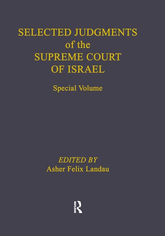 Couverture_Selected Judgments Of The Supreme Court Of Israel