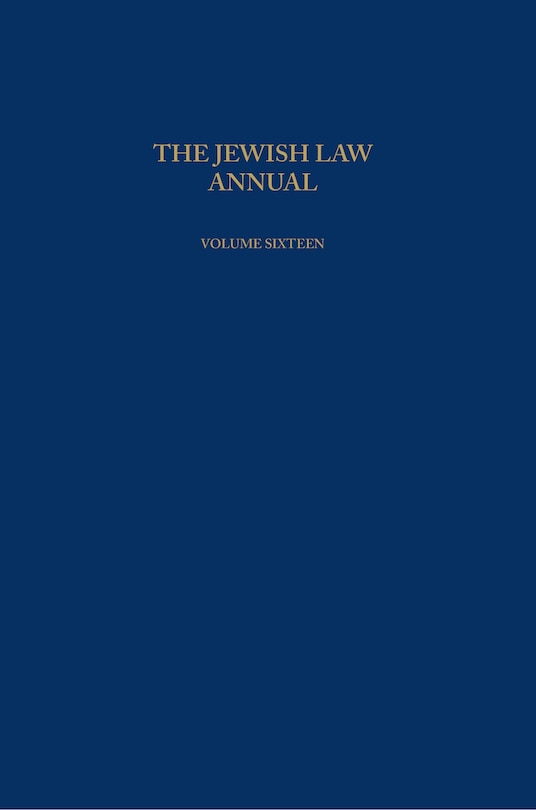 Front cover_The Jewish Law Annual Volume 16